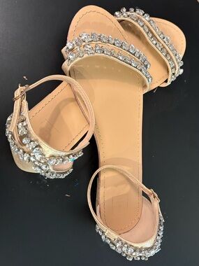 DB Studio Nude Crystal-Embellished Ankle-Strap Sandals